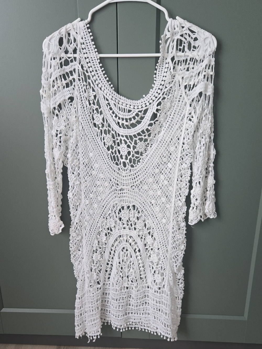 White Crochet Swim Cover-Up Dress - Women Swim